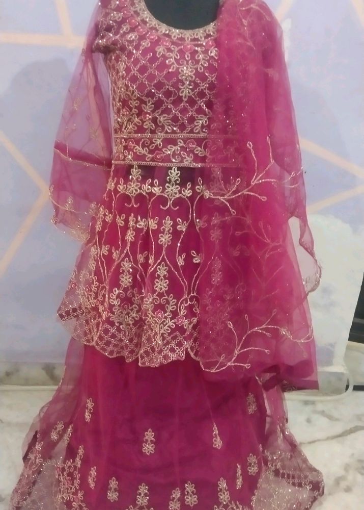 Golden Embroidery Lehenga Choli With Dupatta