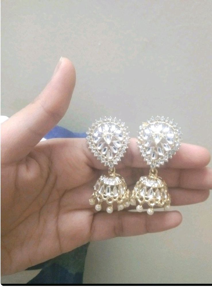 White Jhumkas