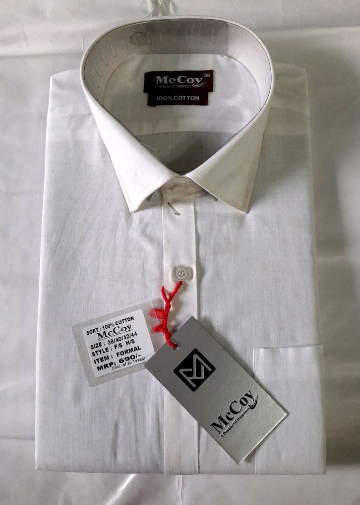 Men's White Formal Shirt Full Sleeves Office Wear