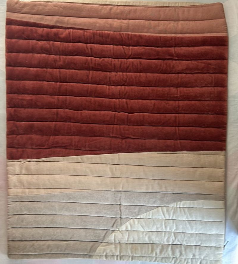 45x55 Quilted Peach & Brown Cushion Cover