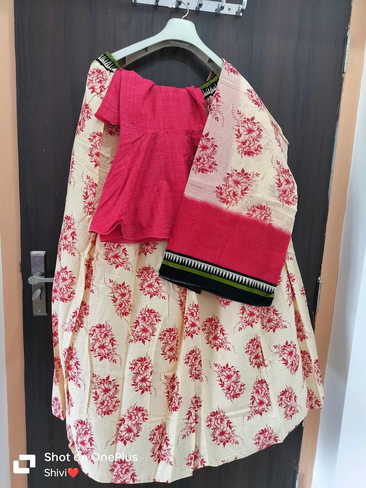 Self-stiched Skirt And Kurta With Dupatta