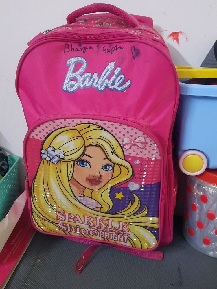 Barbie trolley school bag for kids(no torn like new)last Selling Price 1000rs