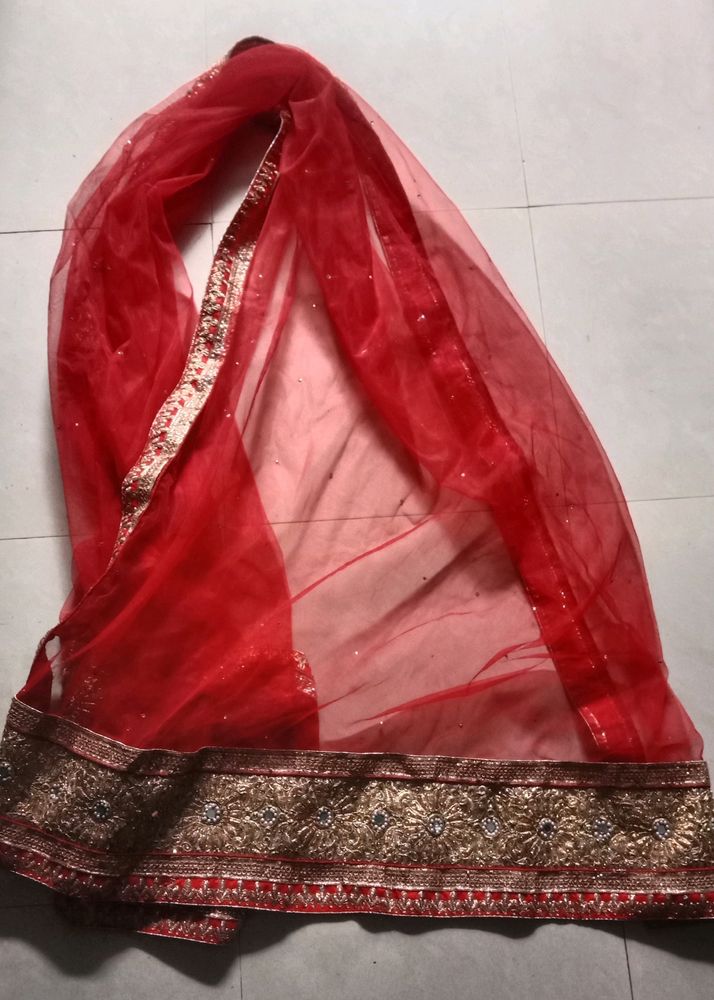 Amazing Red Net Dupatta With Good Works