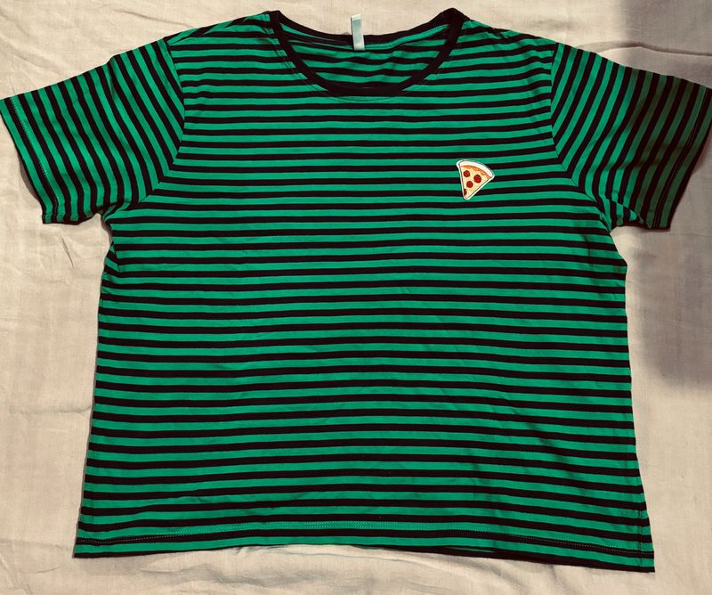 Women Watermelon Striped Fit Crew-Neck T-shirt