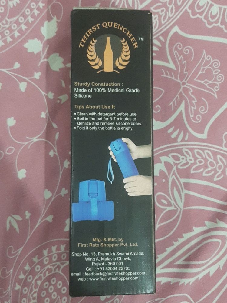 Foldable Silicon Blue Waler Bottle 1 Litre