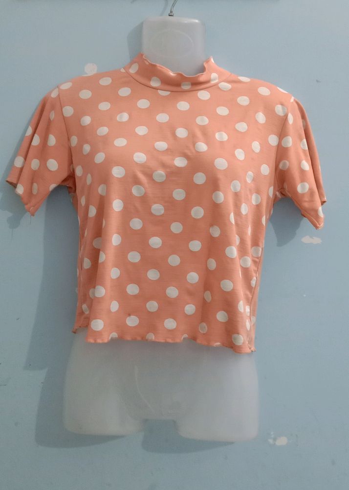 Polka Dot Crop Top 🤍🧡🤍🧡