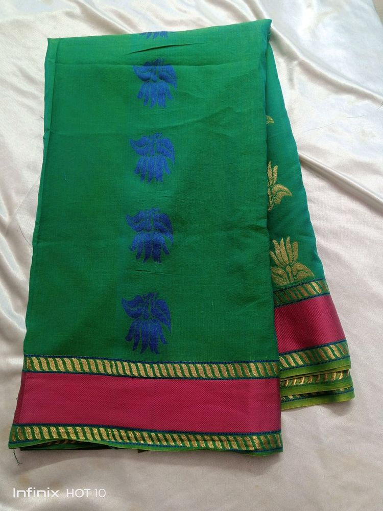 Sea green Pure Cotton Saree