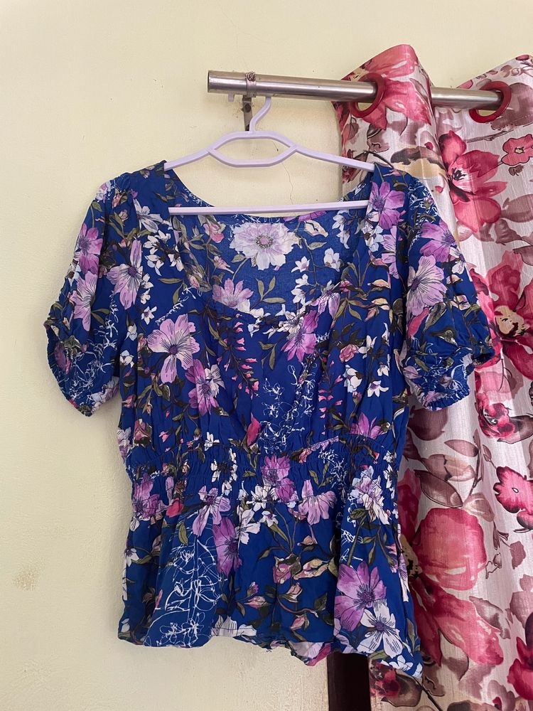 Blue Floral Blouse