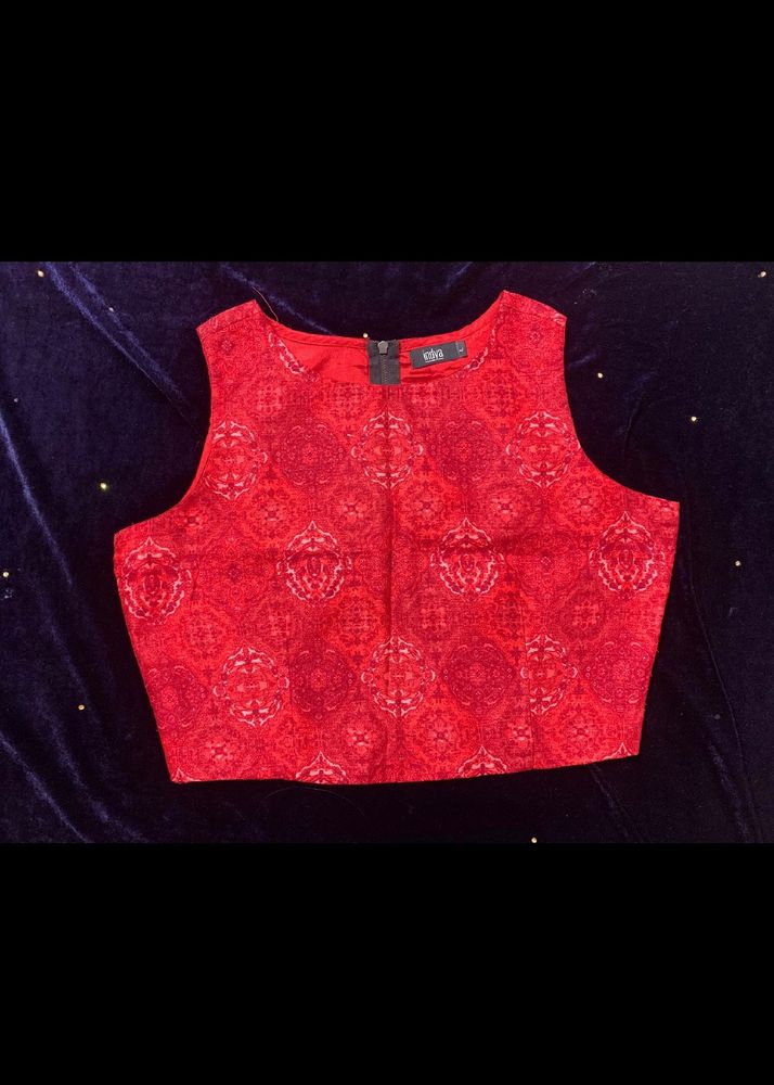 Red Silk Crop Top