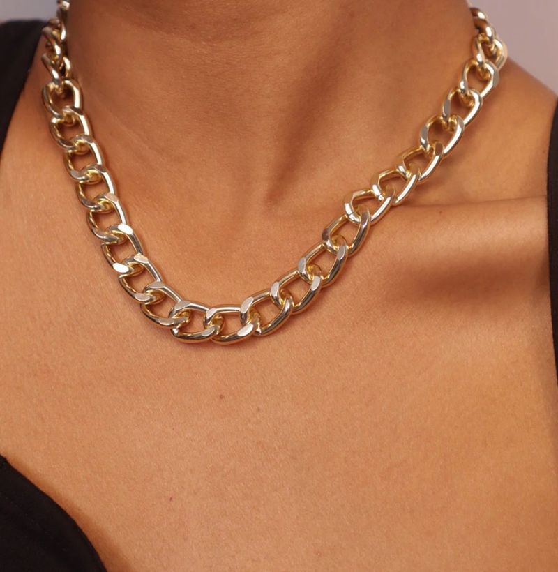 Trendy Statement Gold Plated Link Chain Necklace