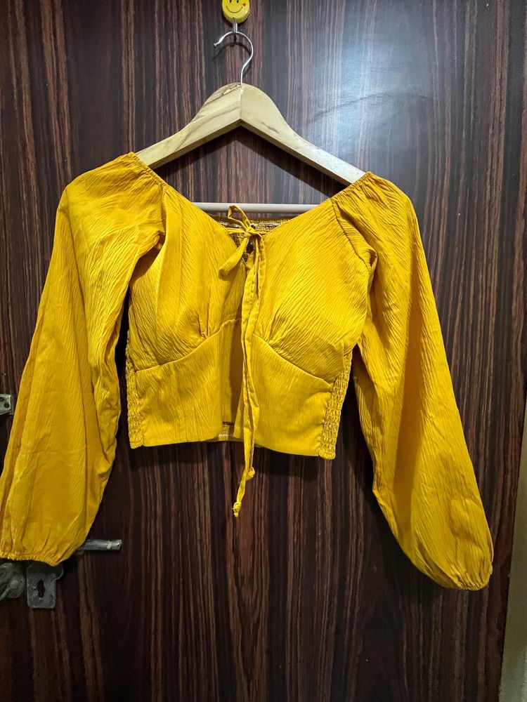 Mustard Yellow Trendy Crop Top