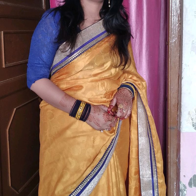 Yellow Silk Saree With Blouse