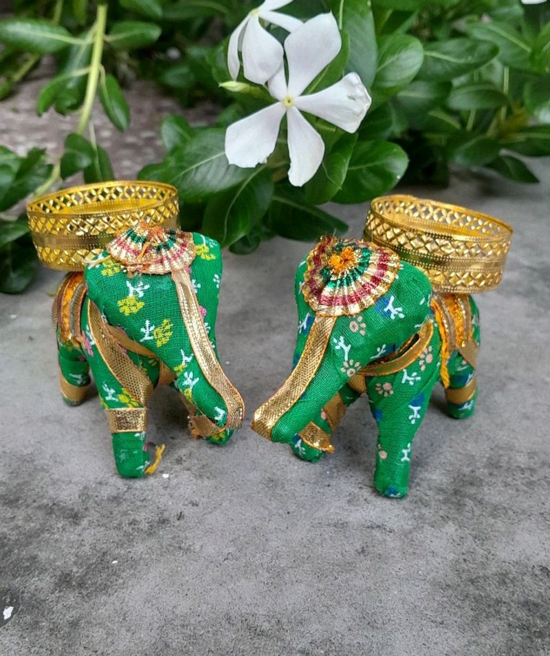 Elephant Puppet Tealight Stand (Pack Of 2)