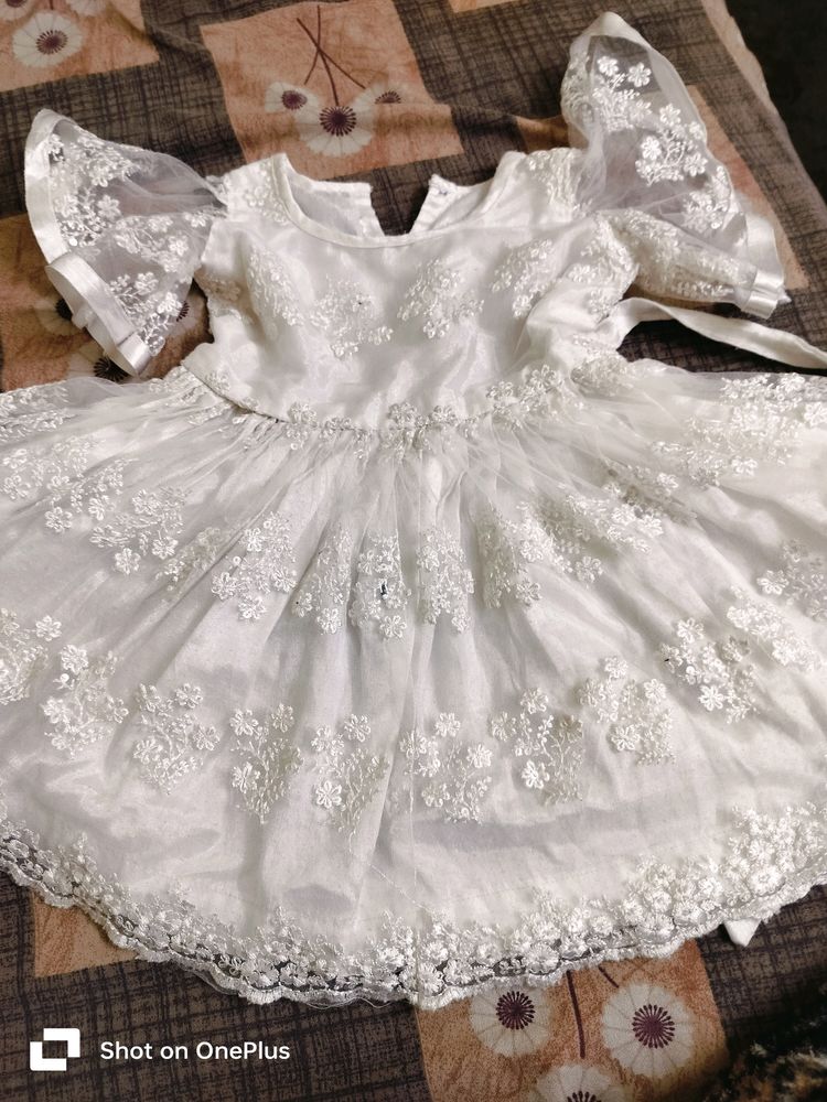 Beautiful White Frock For Ur Little One