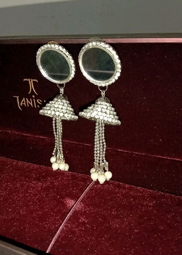 Silver Mirror Jhumka