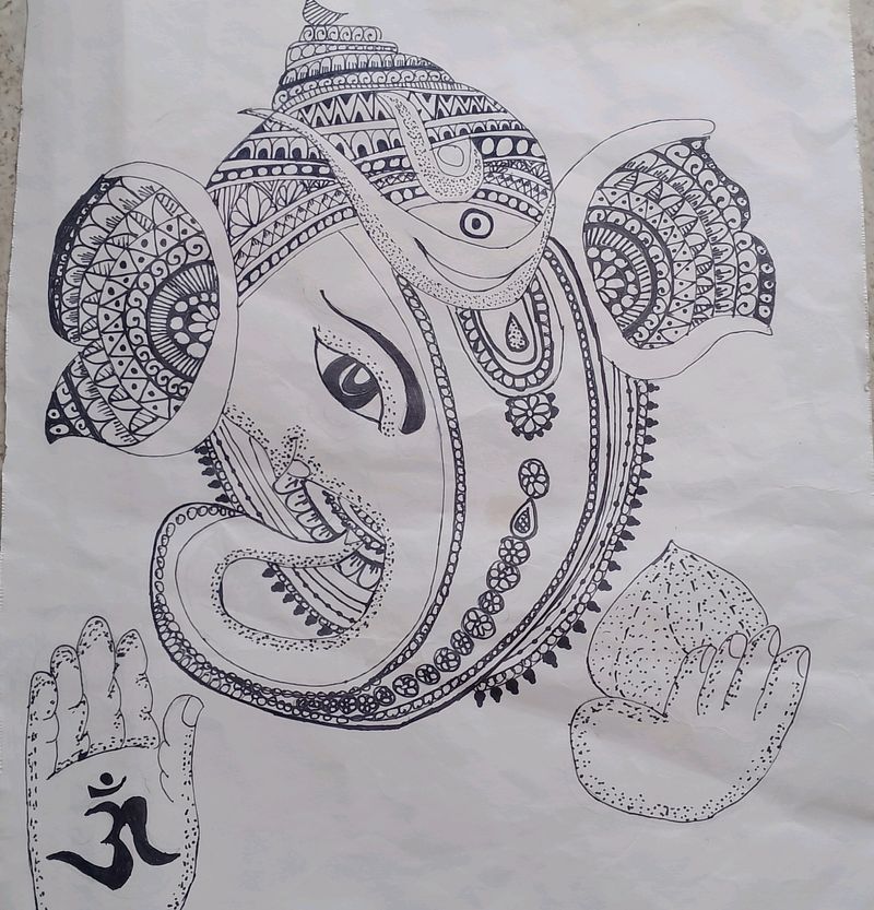 Ganpati Bappa Madhubani Art