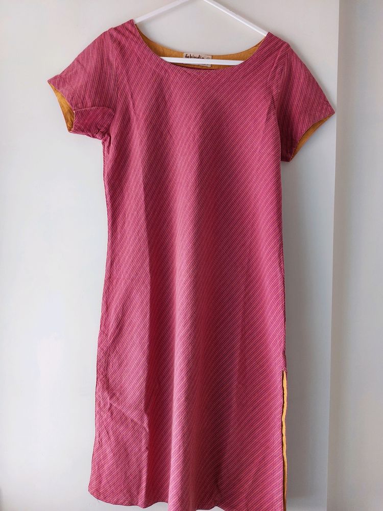 Pink Handloom Kurta From Fabindia