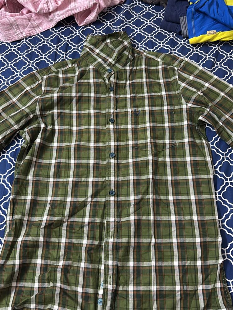 Allen Solly Shirt Custom Fit 38 Size Green Colored