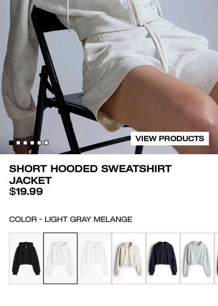 Short Hooded Sweatshirt Jacket