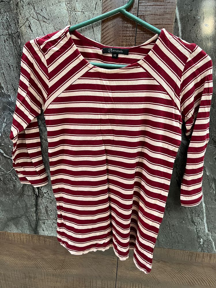 Annabelle Striped maroon top XS-S