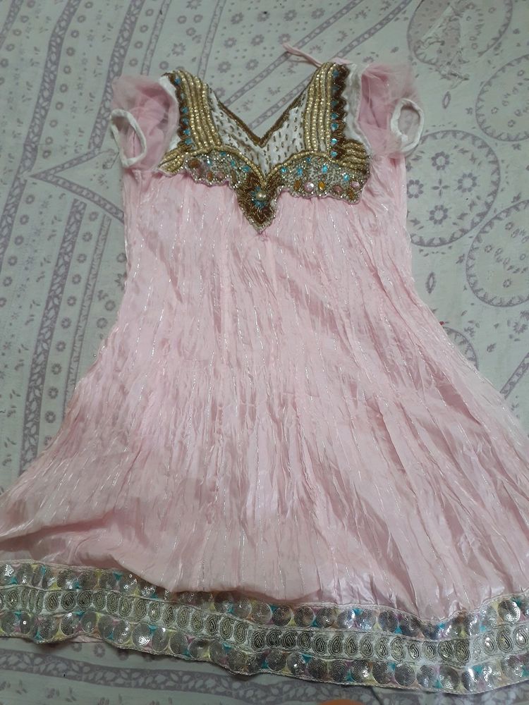 Baby Pink Anarkali With Stone Work