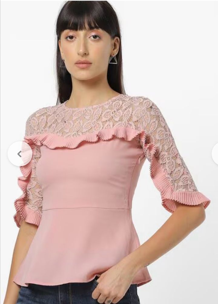 Ruffled Sleeves pink top