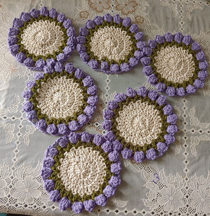 Crochet Tulip Tea Coaster Set