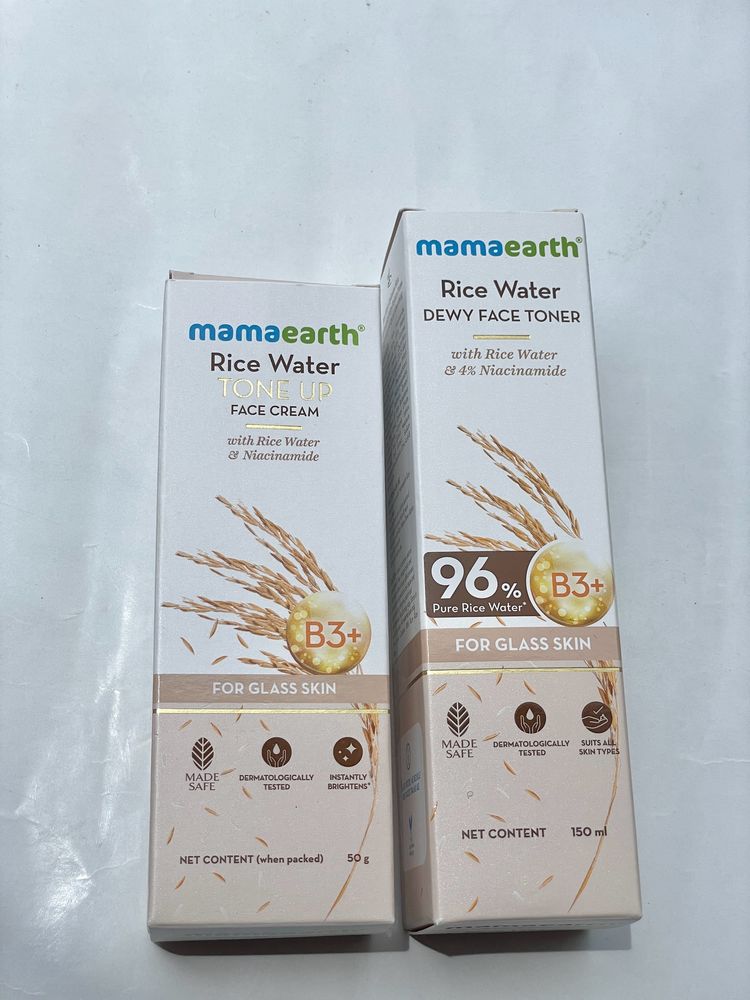 Combo Of Mamaearth Rice Water Toner And Cream