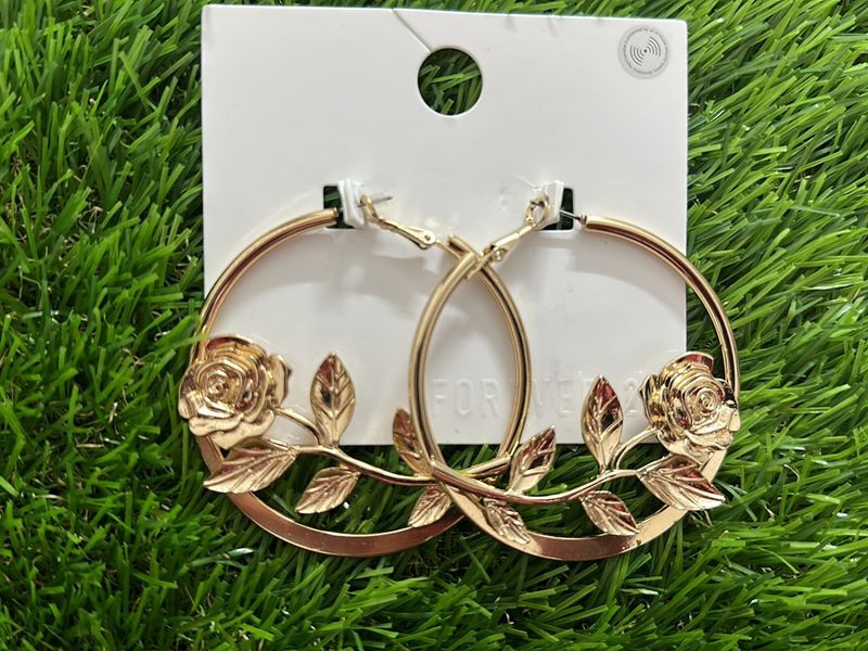 Forever 21 Rose Hoop Earrings