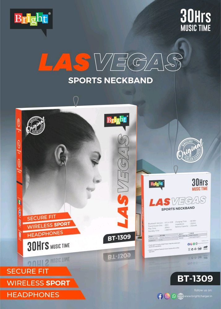 LAS VAGAS Neckband Earphone|Dual Pairing|80H