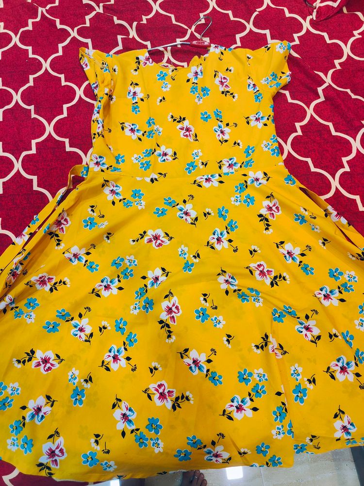 Knee Length Yellow Dress