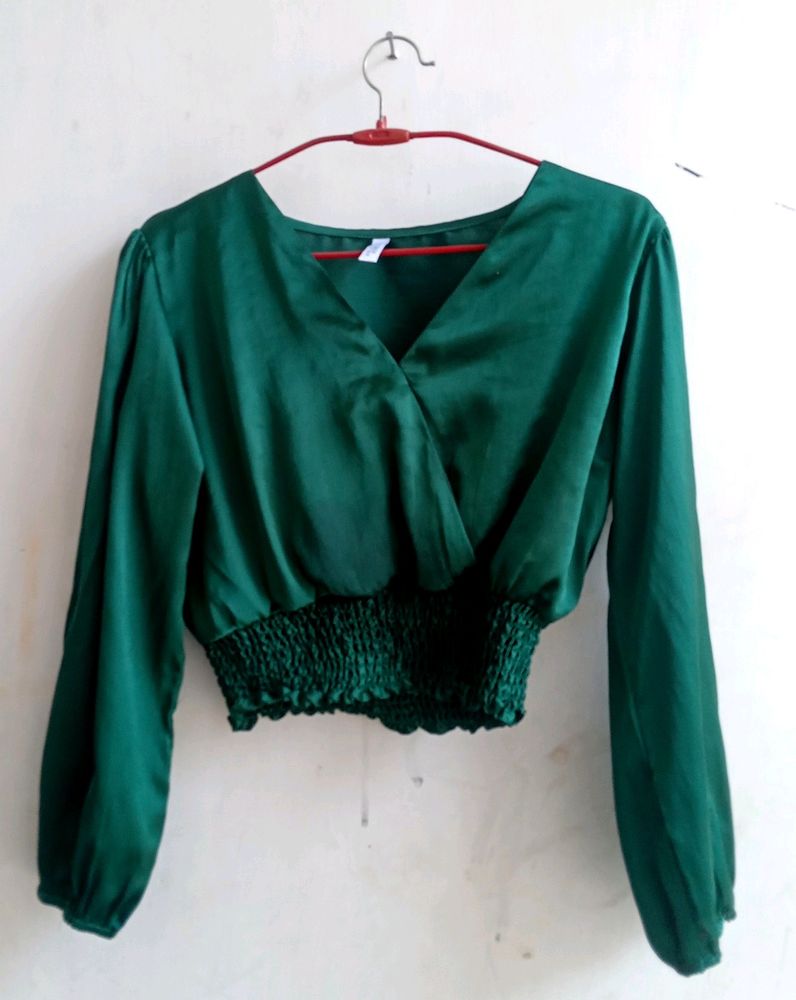 Green Full Sleeve Trendy Top