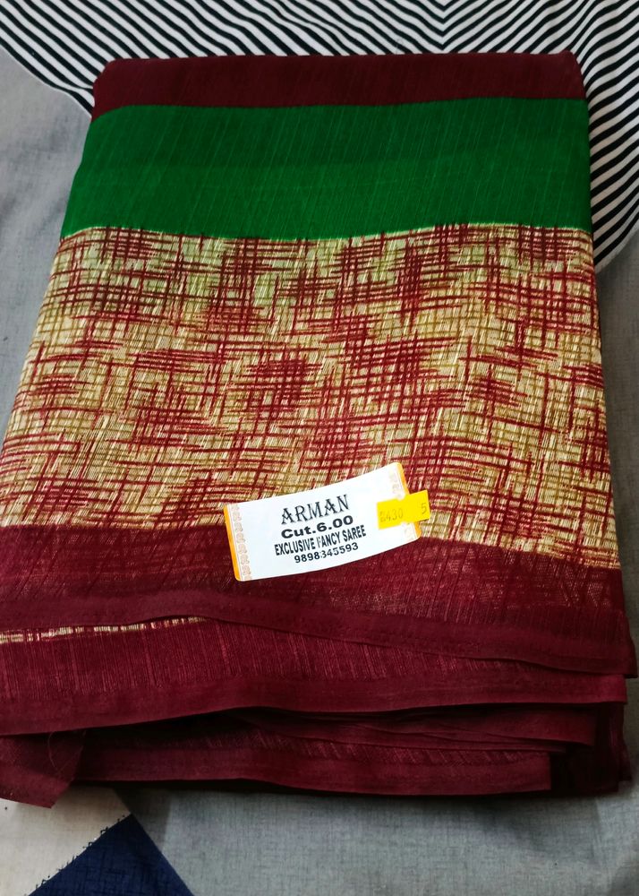 Marron Cotton Saree.