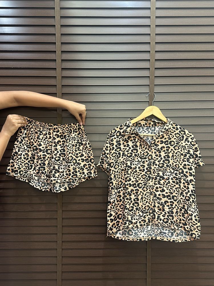 Leopard Print Nightsuit Set