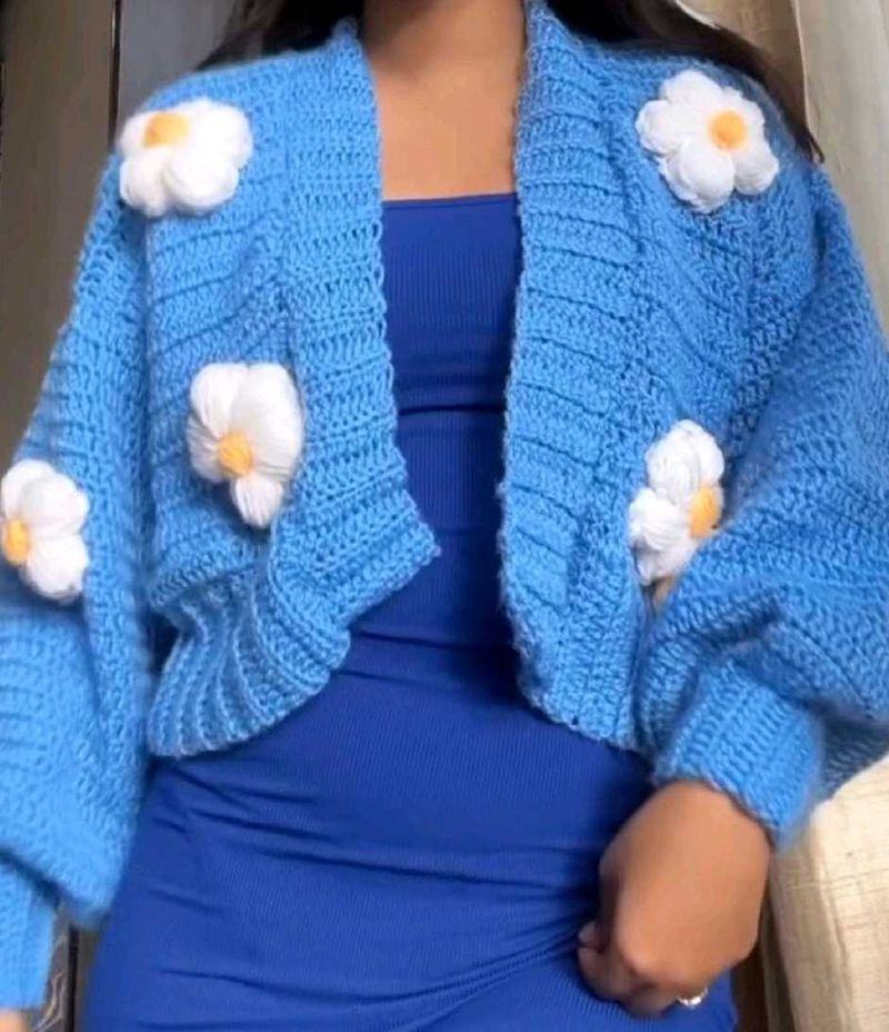 Pinteresty Sky Blue Gianty Daisy Cardigan