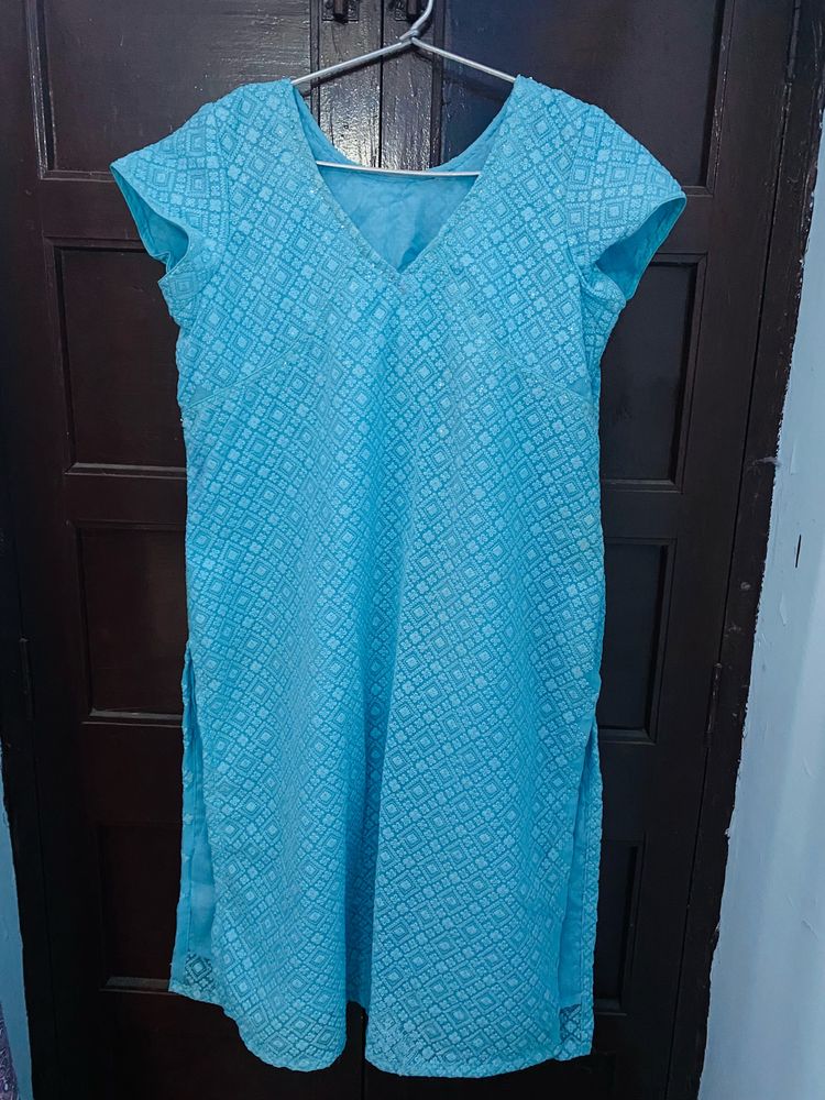 Blue Shiny Kurti