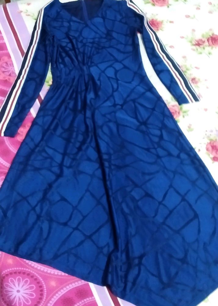 Navy Blue Self Design Dress