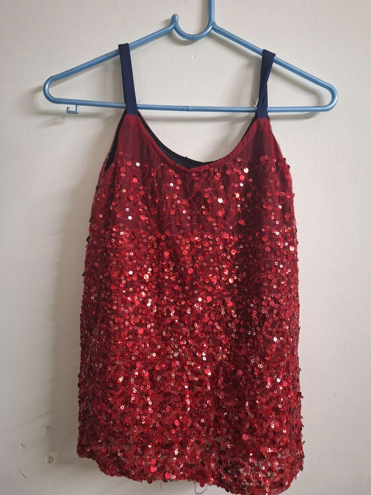 SEQUINS RED TOP S bust 78 cm