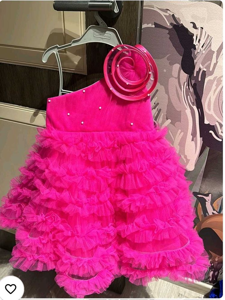 Beautiful Pink One Sided Frock