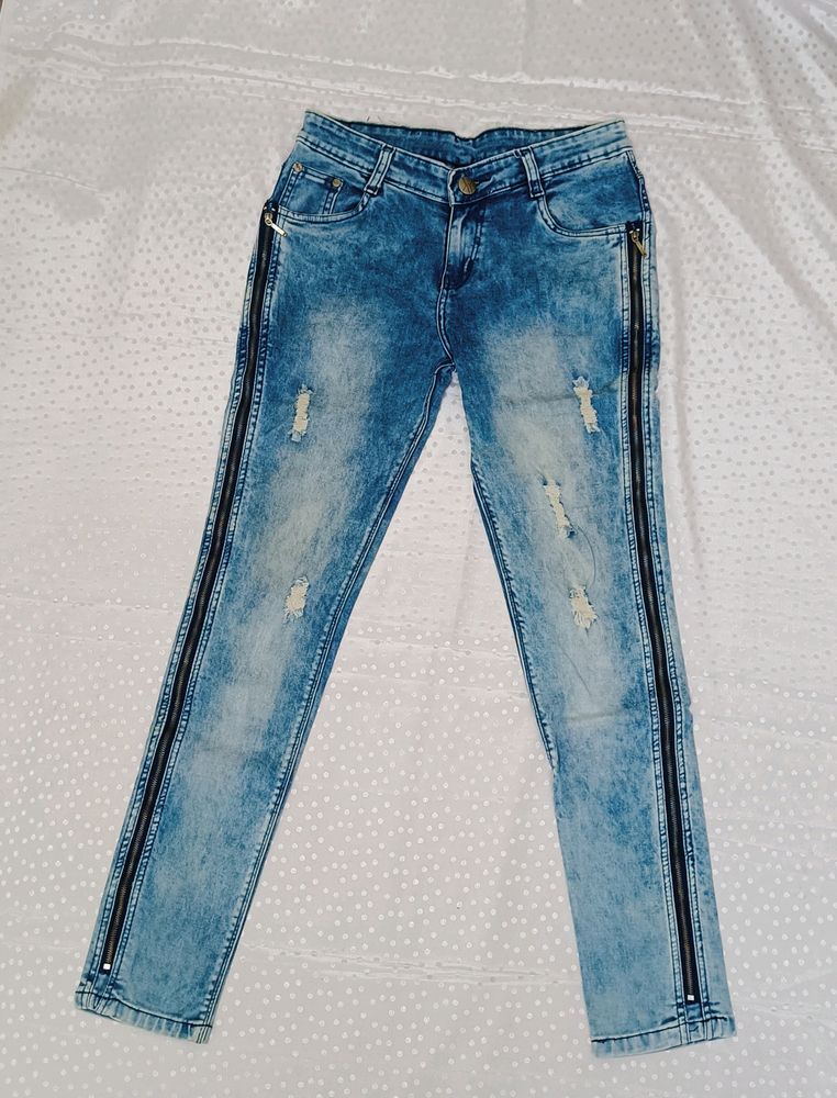 Stretcheble Jeans With Side Chains