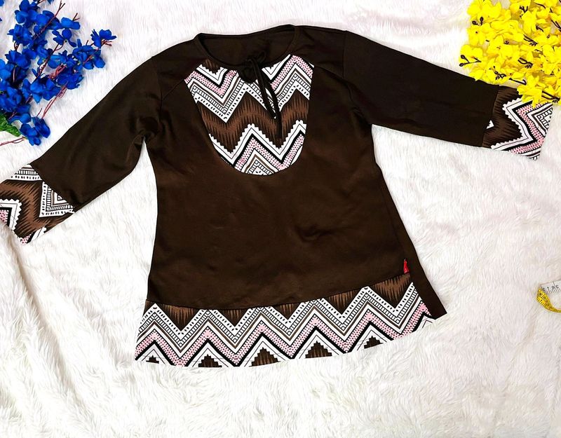 Brown kurti styled top