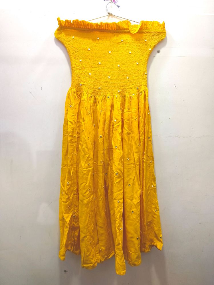 Yellow Off Solder Kurta & Plazzo With Dupatta S