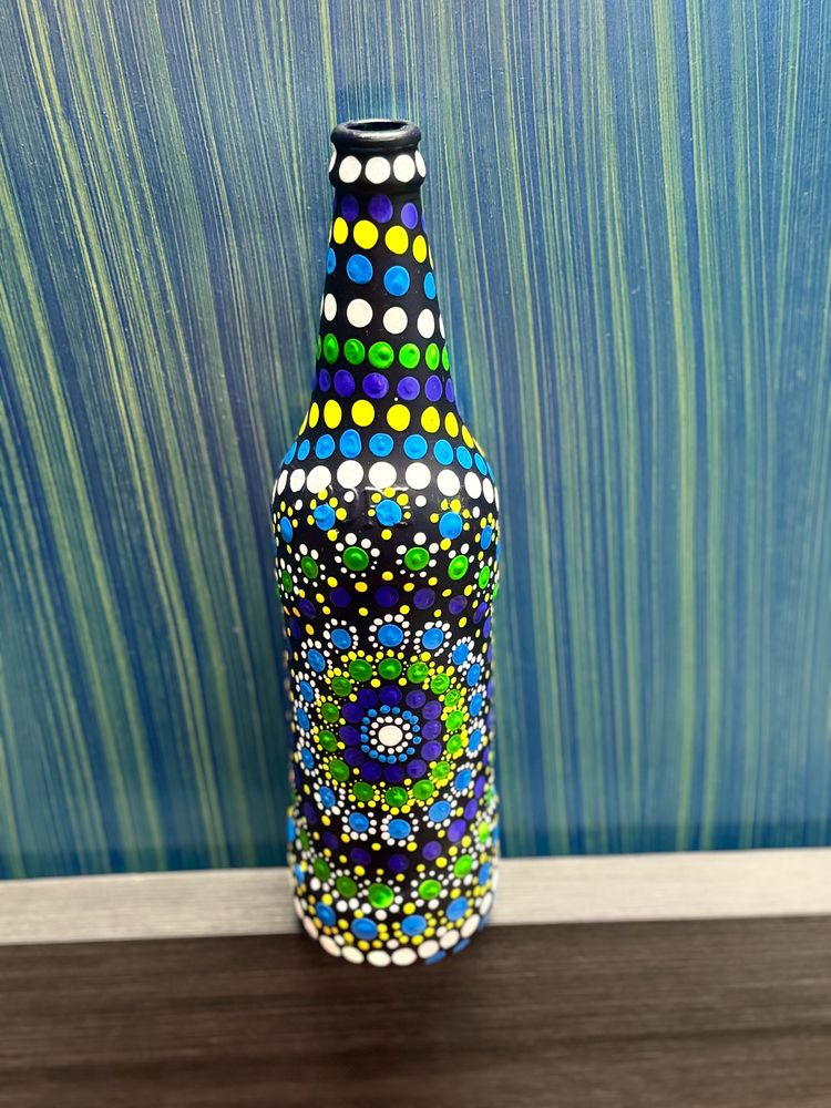 Handpainted Mandala Glass Bottles