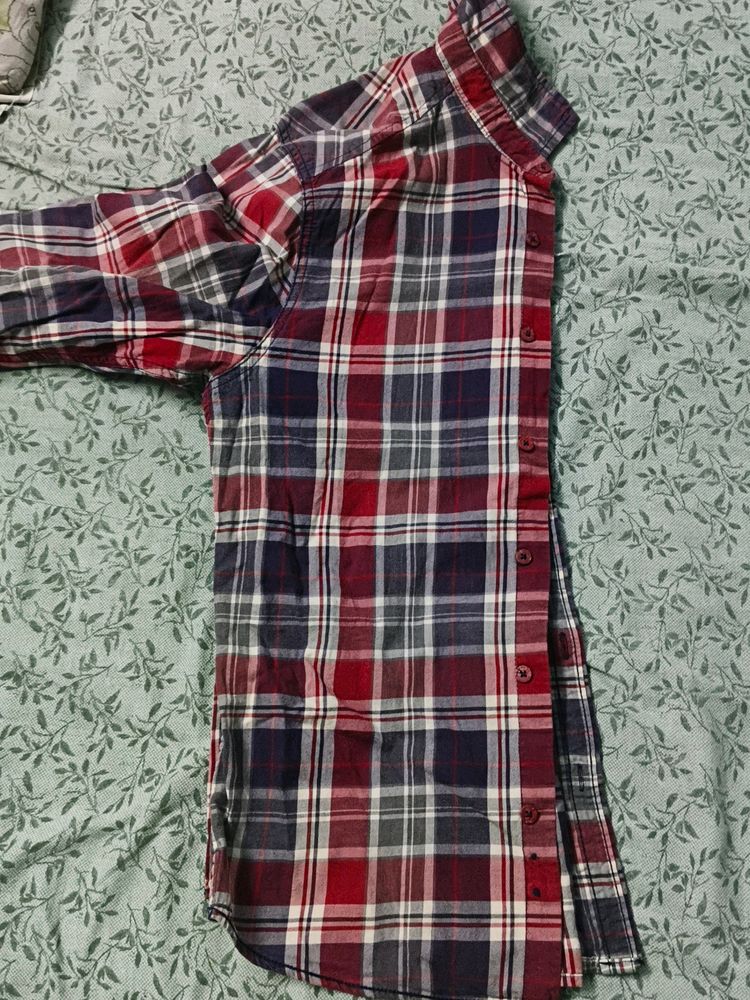 Red And Blue Checks Party Shirt