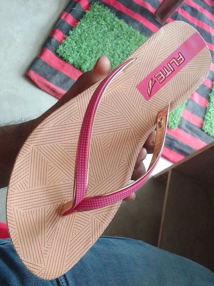 FLITE PINK AND GOLDEN SLIPPER FOR WOMEN