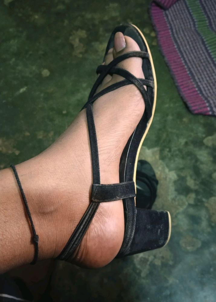 Black Velvet Sandal