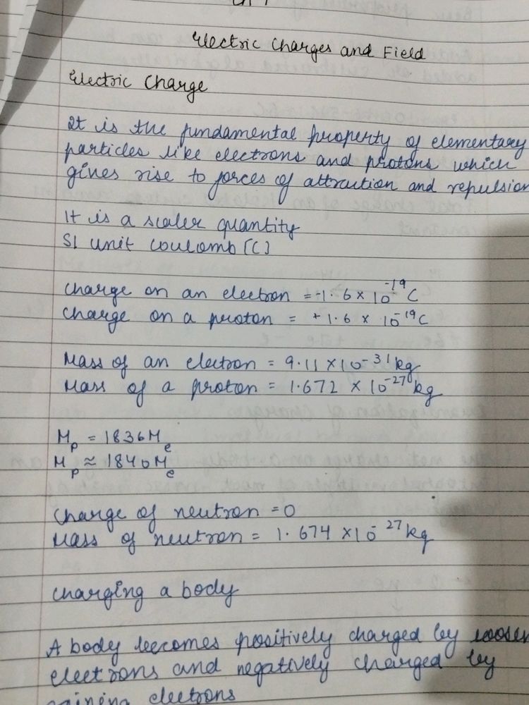 Class 12 Physics Notes From 1 St Book