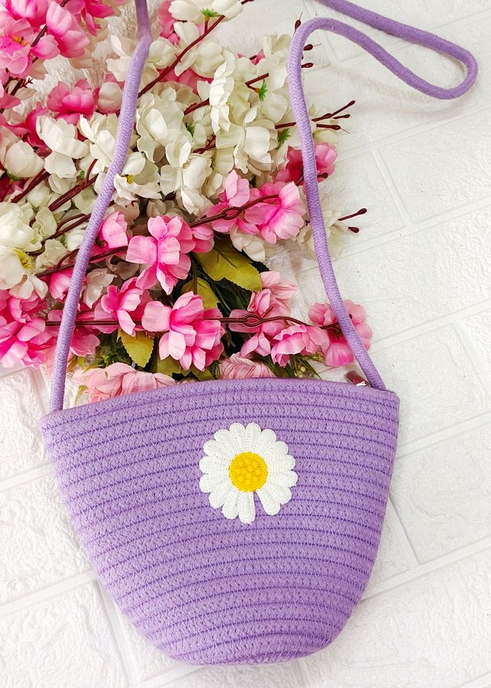 Cutest lavender Jute Sling Bag