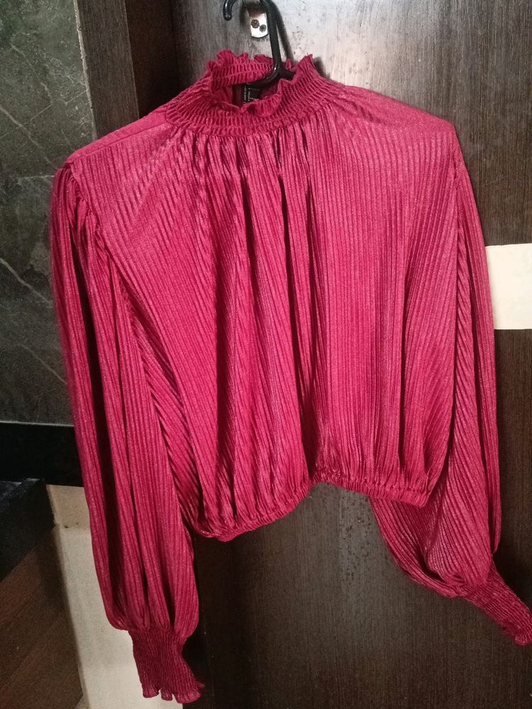 Amazing Shimmery Red Top Full Sleeves