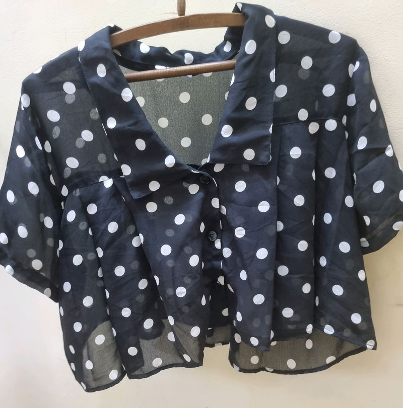 KOREAN SHEER POLKA DOTS TOP